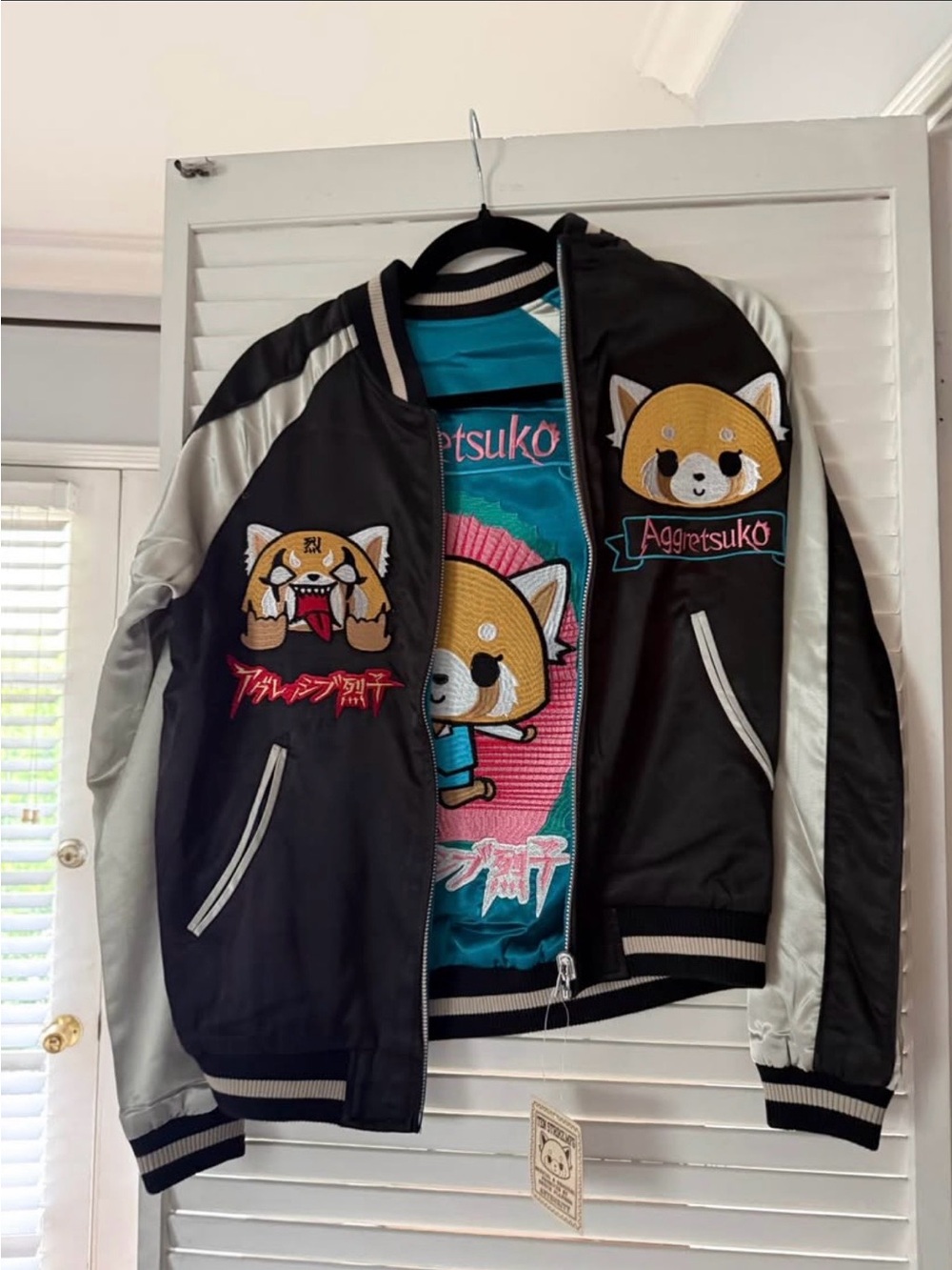 Aggretsuko black and silver Bomber Jacket NWT size small